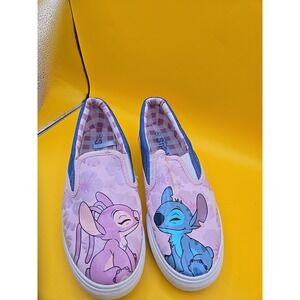 Disney Women's Size 8 Stitch Angel Slip On Casual Shoe Pink Blue Lilo & Stitch